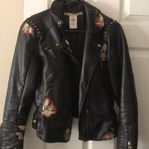 Chelsea and Violet Embroidered Leather Jacket